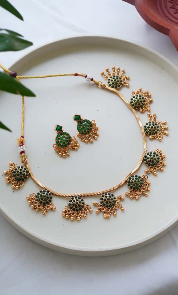 BSN002 Saanvi Kemp Necklace Set Green